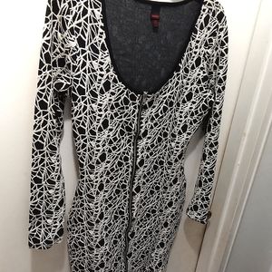 Bongo, L sized, Front zip up dress, Black/white pattern